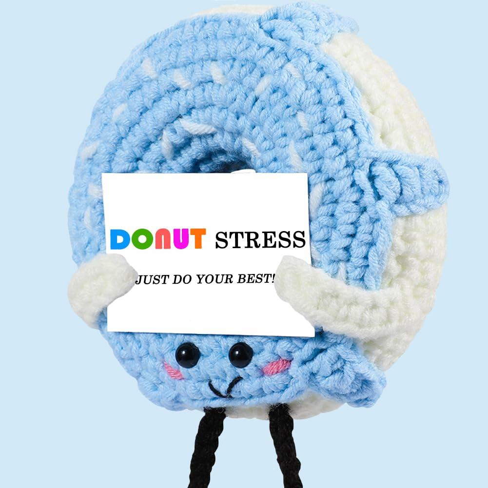 RQWZBCHX Handmade Crochet Donut Stress Toy Inspirational Blue