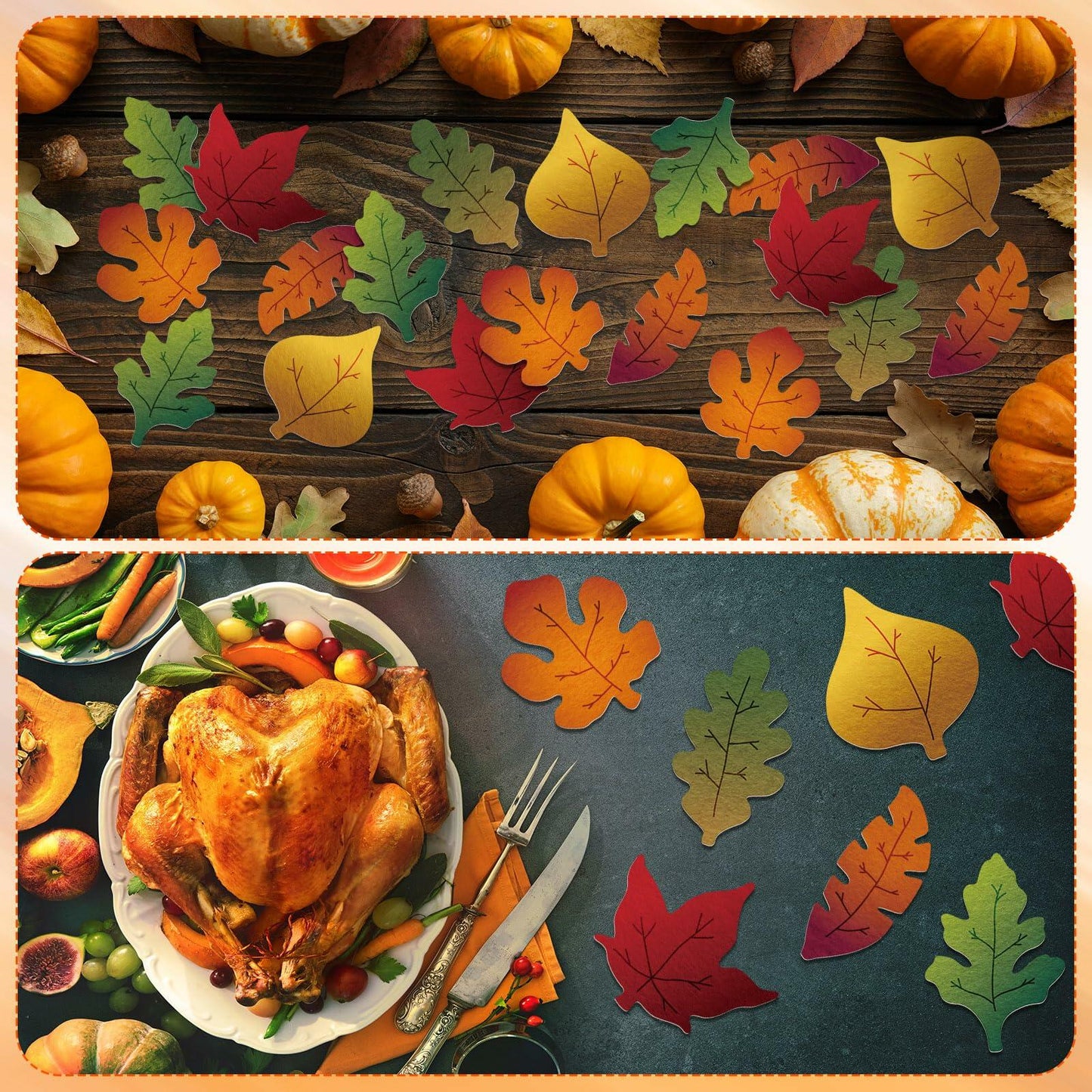 HunnmingRe 240 Pcs Felt Fall Leaves Set Multicolor DIY Autumn Decoration