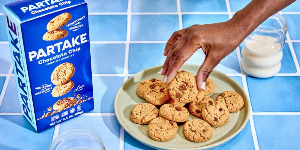 BestBy12/25 Partake Crunchy Chocolate Chip Cookies 5.5oz 4 Boxes Vegan GF