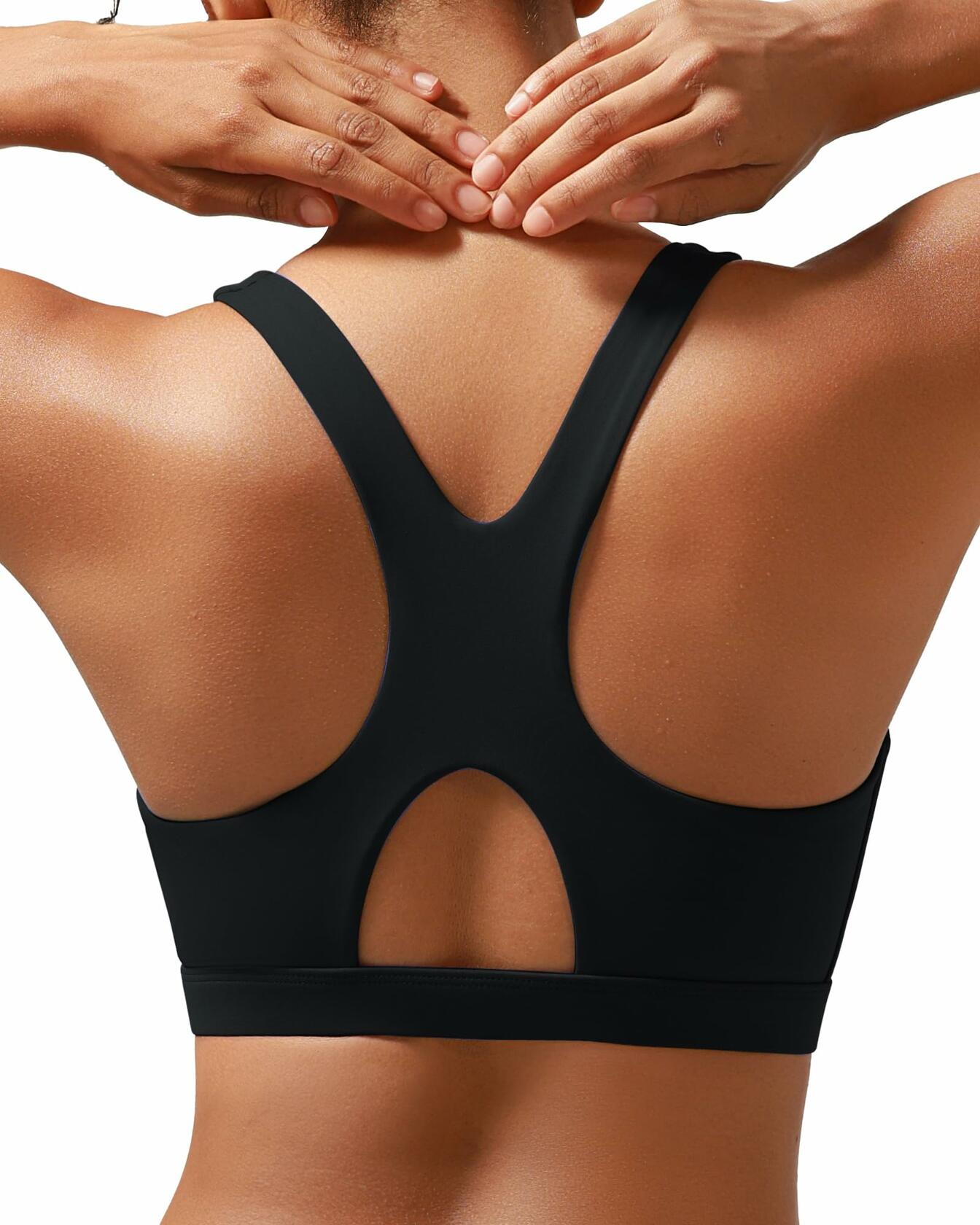 RUNNING GIRL High Impact Molded Cup Sports Bra Black Size XXL