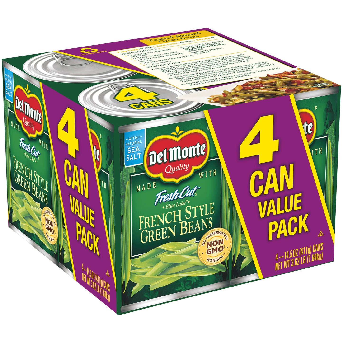 BestBy10/25 Del Monte Blue Lake French Style Green Beans 14.5oz Can 4 Pack