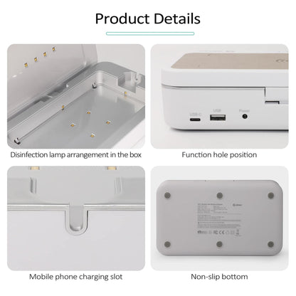 UV Sanitizer Box with Wireless Charger| Phone Screen Disinfecting (Brown)