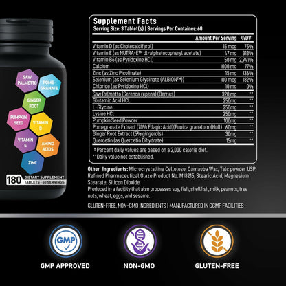 BIOACTIVE LABS Prostate Supplement – Saw Palmetto & Pumpkin, 180 Tabs