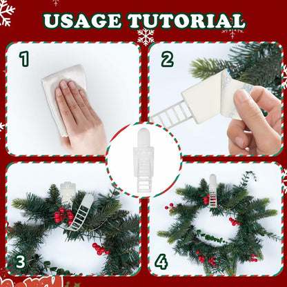 Ziolam 30 PCS Christmas Garland Hangers Adhesive Straps Reusable Stretchable