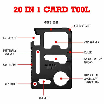 18 in 1 Silver Snowflake Multitool & 20 in 1 Black Credit Card Multitools Gift
