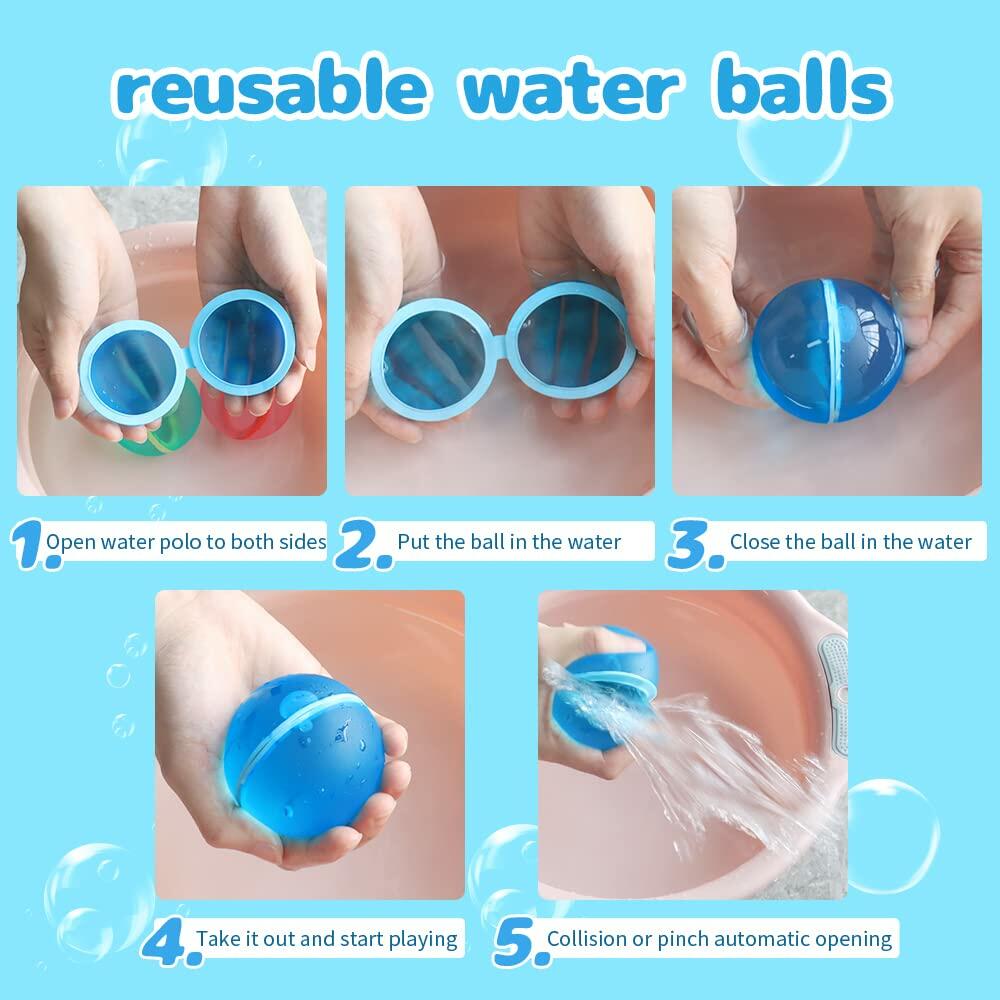 Reusable  Silicone Water Balloons 6PCS Latex-Free Quick Fill Self Sealing