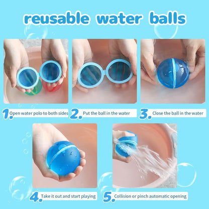 Reusable  Silicone Water Balloons 6PCS Latex-Free Quick Fill Self Sealing