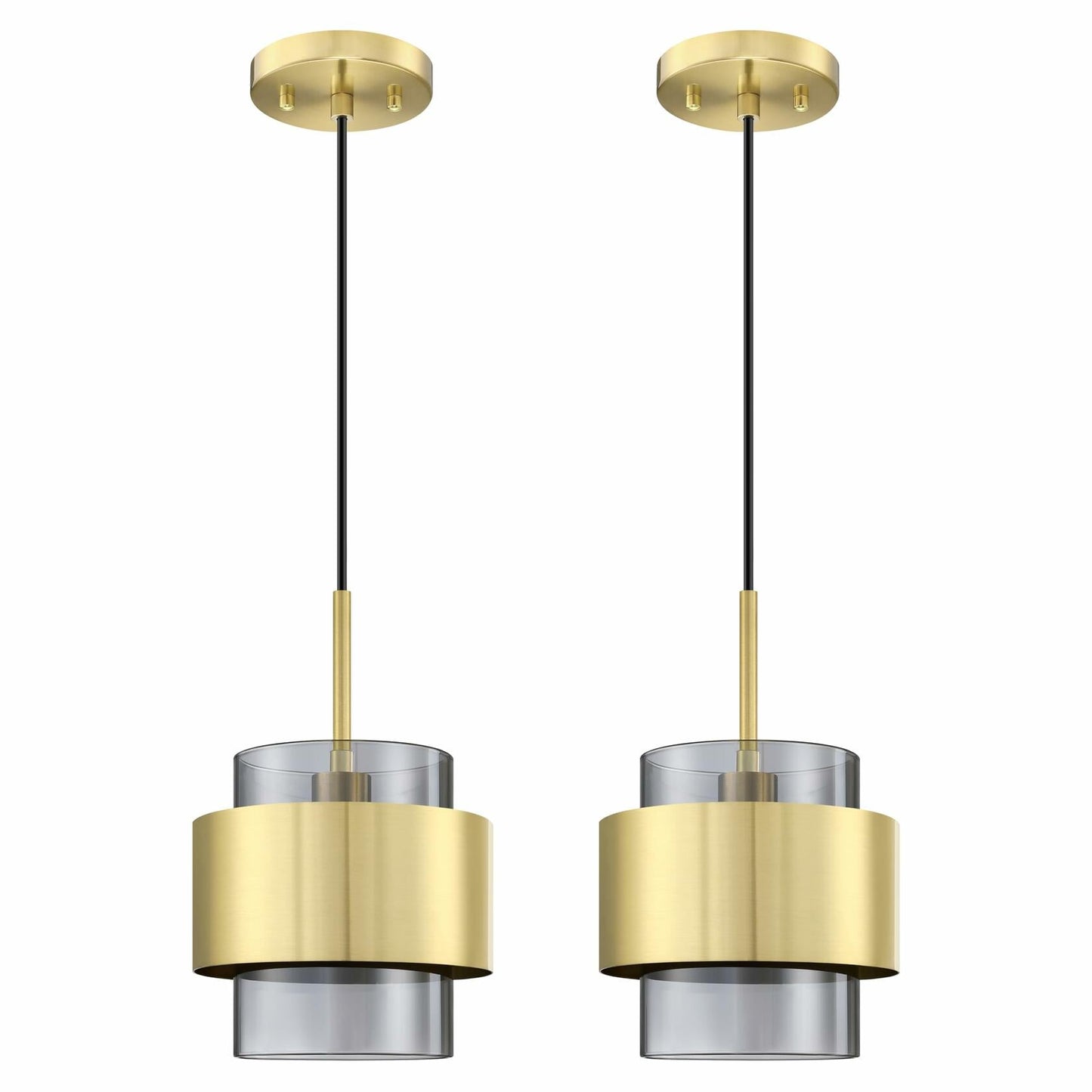 Dolaimy 3 Pack 1 Light Kitchen Island Pendant Light 6" Clear Glass Bronze