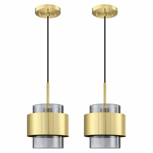 Dolaimy 3 Pack 1 Light Kitchen Island Pendant Light 6" Clear Glass Bronze