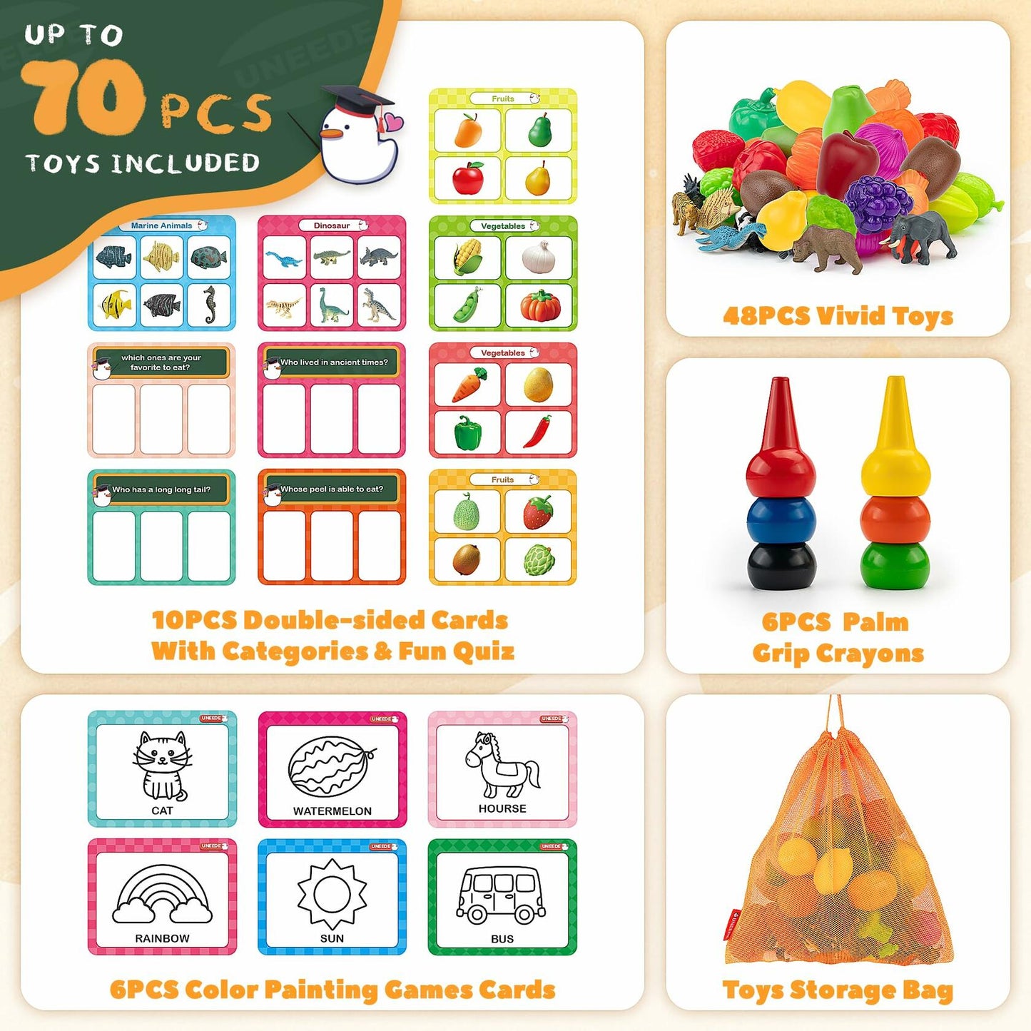 UNEEDE 3-in-1 STEM Sorting Toys Montessori Educational Game 70pcs New