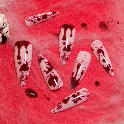 24 Pcs Halloween Stiletto Acrylic Press On Nails Full Cover Acrylic False