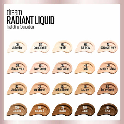 Maybelline Dream Radiant Liquid Medium Coverage Hydrating Makeup Java 1oz
