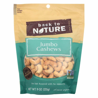 BestBy08/25 Back to Nature Sea Salt Roasted Jumbo Cashews Nuts 9oz, 9 Pack