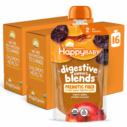 BestBy07/25 Happy Baby Organic Digestive Support Stage 2 Baby Food 4oz Pouch x16
