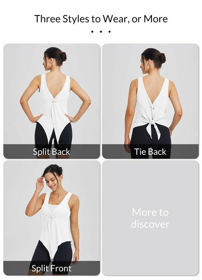 baleaf Women's Sleeveless Workout Yoga Tank Top White Size L Loose Fit