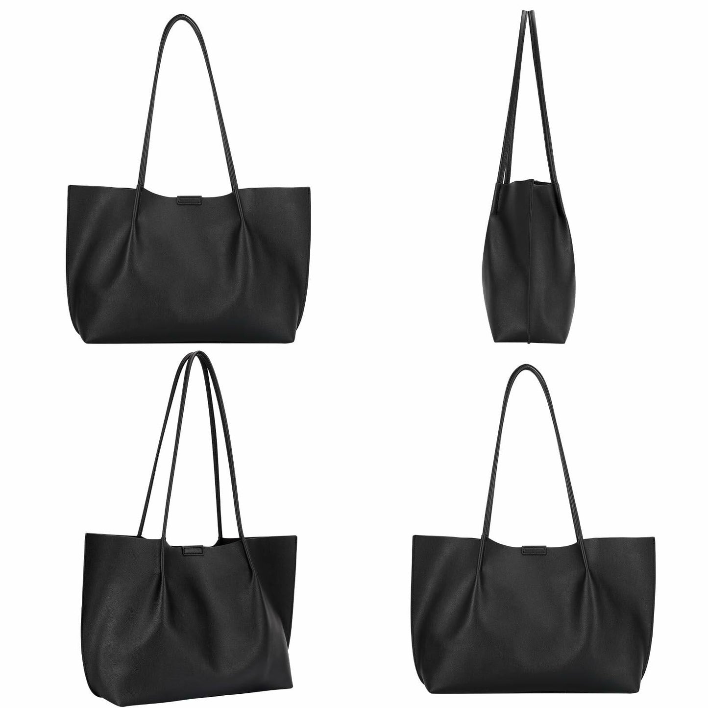 ZFZGFRCS Faux Leather Tote Bag Large Beige Handbag with Wallet