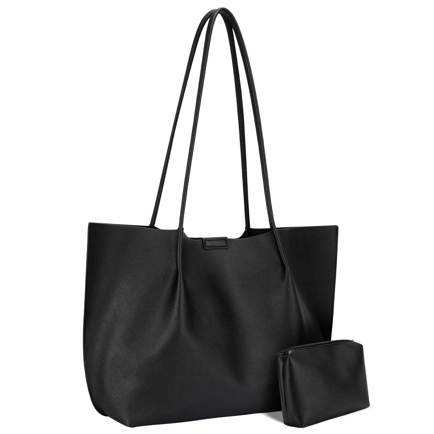 ZFZGFRCS Faux Leather Tote Bag Large Beige Handbag with Wallet
