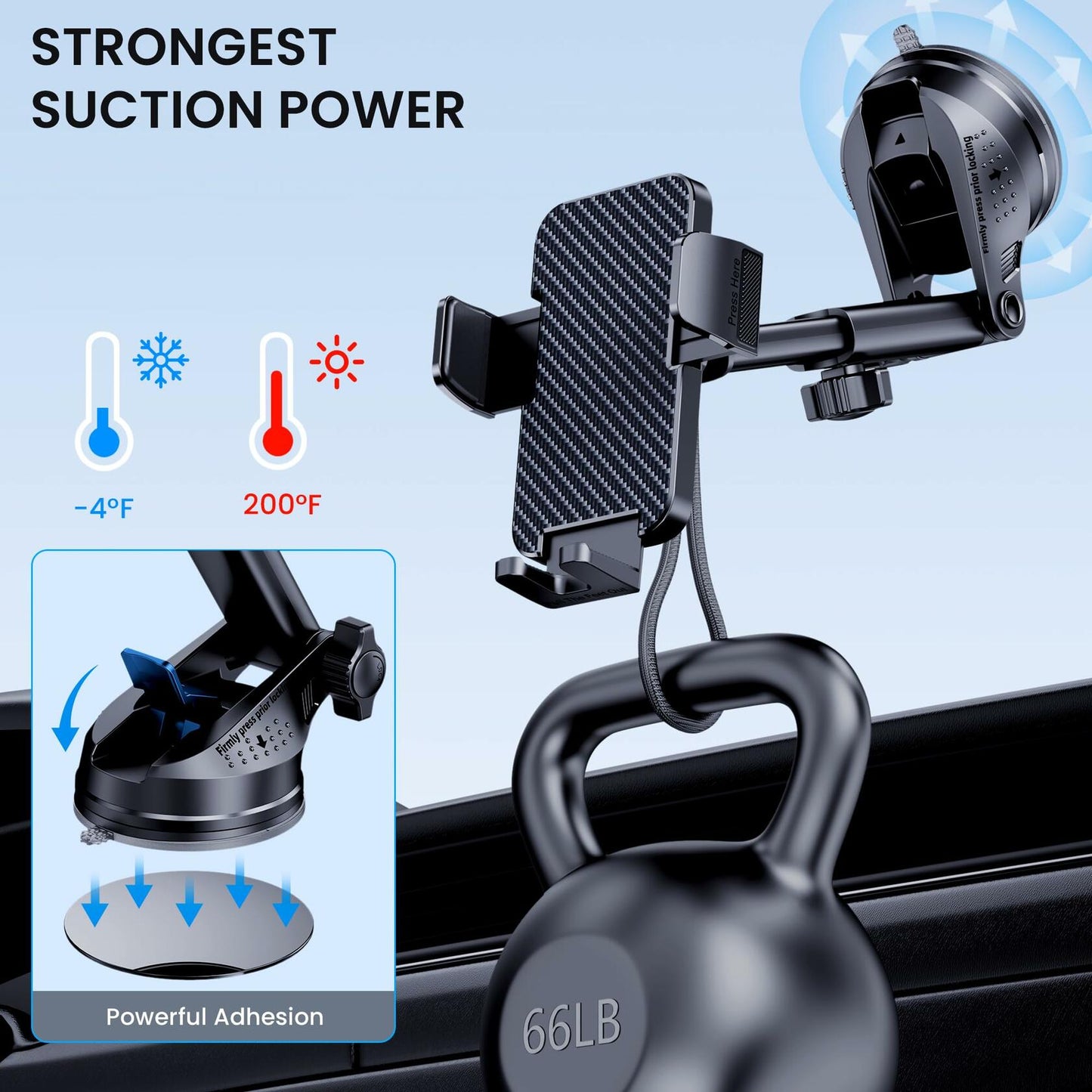 BIVGAZA Military-Grade Car Phone Holder Universal Thick Case Friendly Black