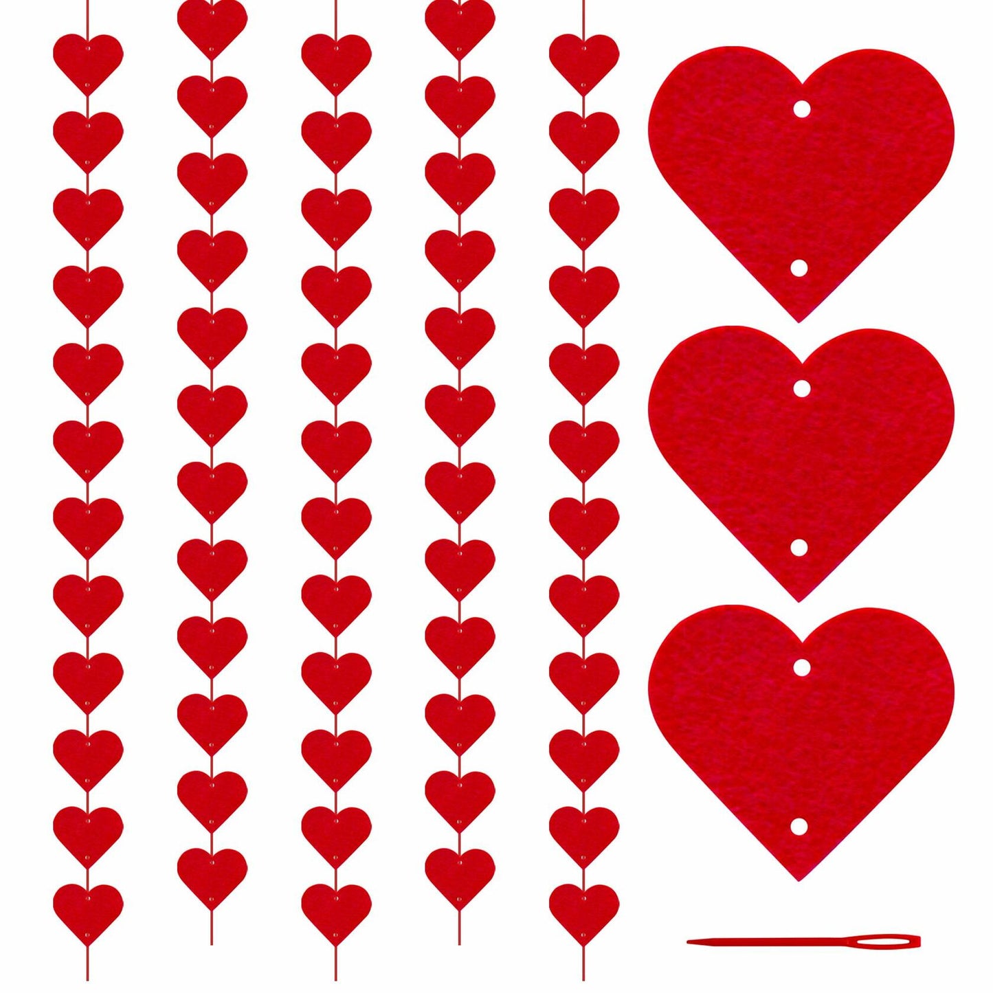 60Pcs Hanging Hearts Red Garland Valentines Day Decoration String