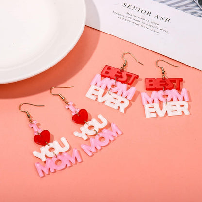 Love Heart Lucite Arch Dangle Earrings MOM Mother's Day Gifts Jewelry