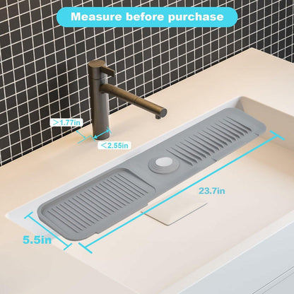5° Slope Kitchen Sink Splash Guard Silicone Mat Gray 5x24in 1pc Faucet Tray