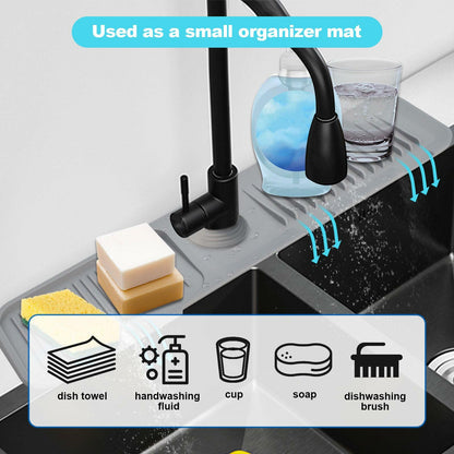 5° Slope Kitchen Sink Splash Guard Silicone Mat Gray 5x24in 1pc Faucet Tray