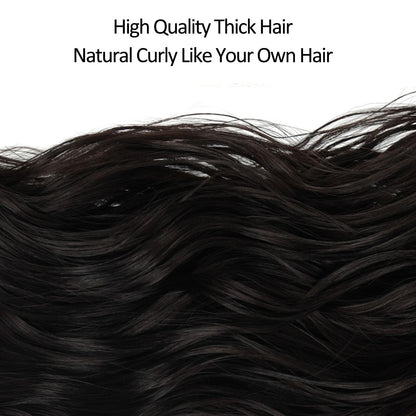 BHF 20in Wavy Clip In Synthetic Hair Extensions Full Head 6pcs Dark Brown
