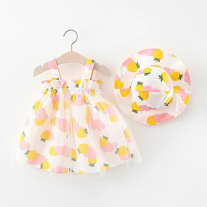 Baby Girls Strawberry Tutu Dress Mesh Pink Outfit Set Size 12-18 Months