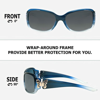 TJUTR Polarized Women's Wrap Around Butterfly Sunglasses UV400 Protection