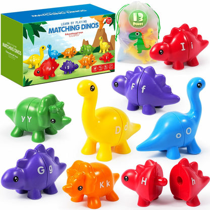 52 PCS Double-Sided ABC Alphabet Dinosaur Toy Montessori Colors Matching Game
