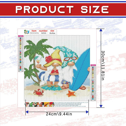 Focart Diamond Painting Kit 12x12 Gnomes Round Drill Crystal Rhinestone