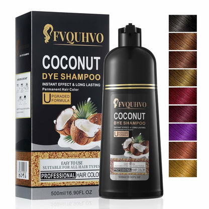 BestBy08/26 Hair Dye Shampoo 3-in-1 Coconut Oil Instant Color Cherry Brown
