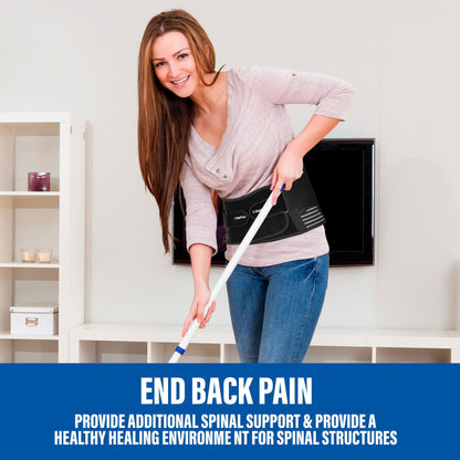 Back Brace Lower Back Pain Relief Breathable Stabilizing Belt Black L/XL