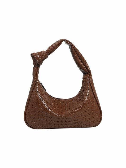 Verdusa Women's Metallic Knot Strap PU Leather Shoulder Bag Brown One Size