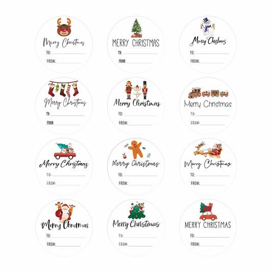 Joycraft 120Pcs Merry Christmas Stickers 2in 12 Styles Holiday Labels