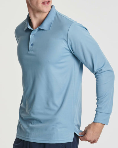 3 Pack Mens Dry Fit Long-Sleeve Polo Shirt Slim Athletic Set 9 Size S