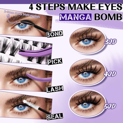 B&Qaugen Lash Extension Kit 280PCS 30D Soft D Curl Manga Black