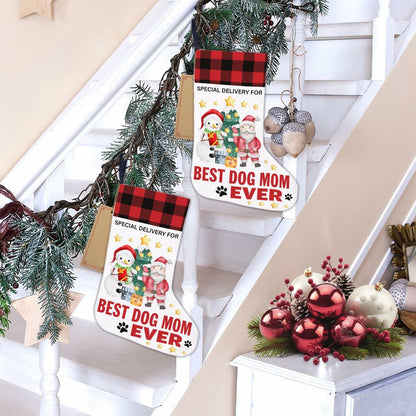 Best Dog Mom Ever Christmas Stocking Holiday Decoration 18x12 Inch