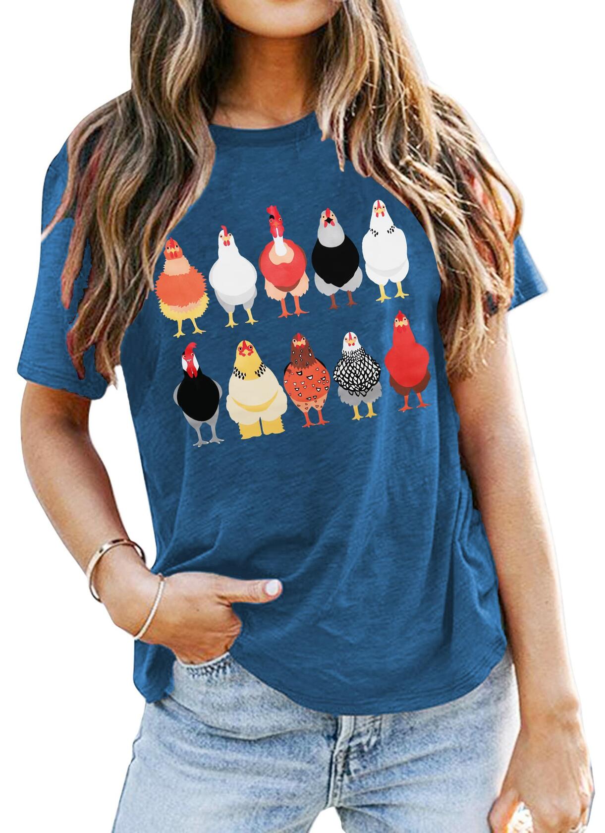 St. Patrick's Day Chickens Shirt Women Green Size L