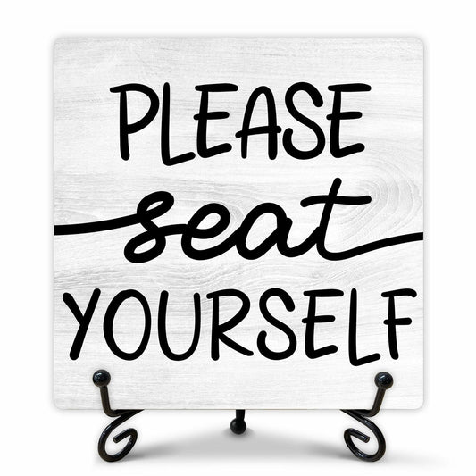 Farmhouse Please Seat Yourself Sign Bathroom Decor Shelf Toilet 5x5 Inches