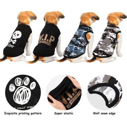 8 Pieces Dog Boy Summer Camo Sleeveless Printed Pet Shirts Size Large