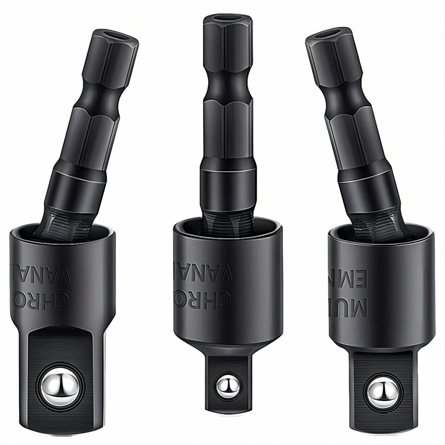 3Pcs Socket Adapter Set 1/4" 3/8" 1/2" Rotatable Impact Grade Drill Bits