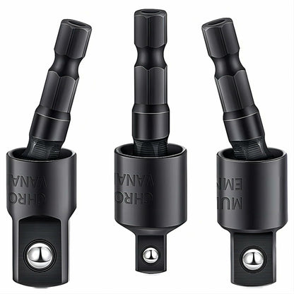 3Pcs Socket Adapter Set 1/4" 3/8" 1/2" Rotatable Impact Grade Drill Bits