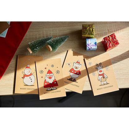 BEST PAPER GREETINGS Christmas Cards 36 Pack 4x6 Kraft Paper Red White Envelopes