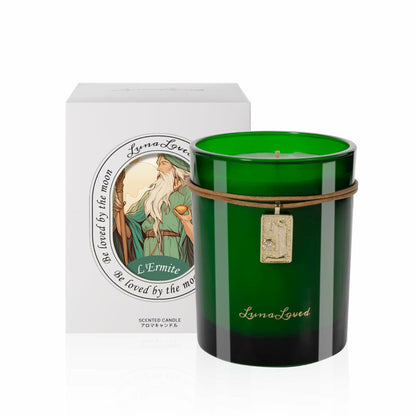 LunaLoved Candle for Tarot The Hermit, Juniper Lavender Scented Candles, GREEN