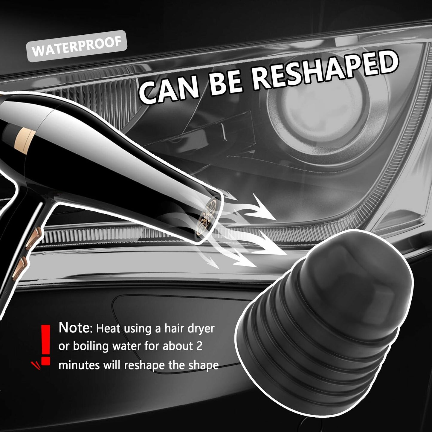 Universal Car Headlight Dust Cover Rubber Cap 2PCS 2.16-3.74 Inch
