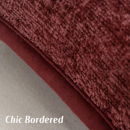 FUTEI Burgundy Chenille Throw Pillow Covers 22x22 Inch Set of 2 Soft Cozy