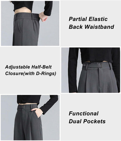 Betusline Womens Business Casual Wide Leg Long Dress Pants Brown Size Small