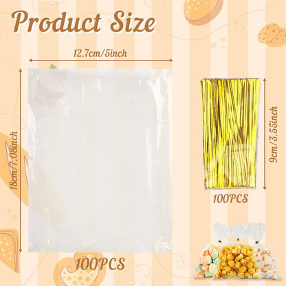 Clear Cellophane Gift Bags 5x7 Inch 200 Pcs with Twist Ties
