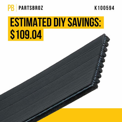 PartsBroz K061360 Micro-V Serpentine Drive Belt Compatible Gates Black